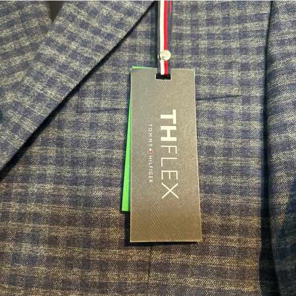 NWT Tommy Hilfiger Modern-Fit Blue Grey Check Sport Coat Blazer, Men’s 36R - Picture 3 of 9